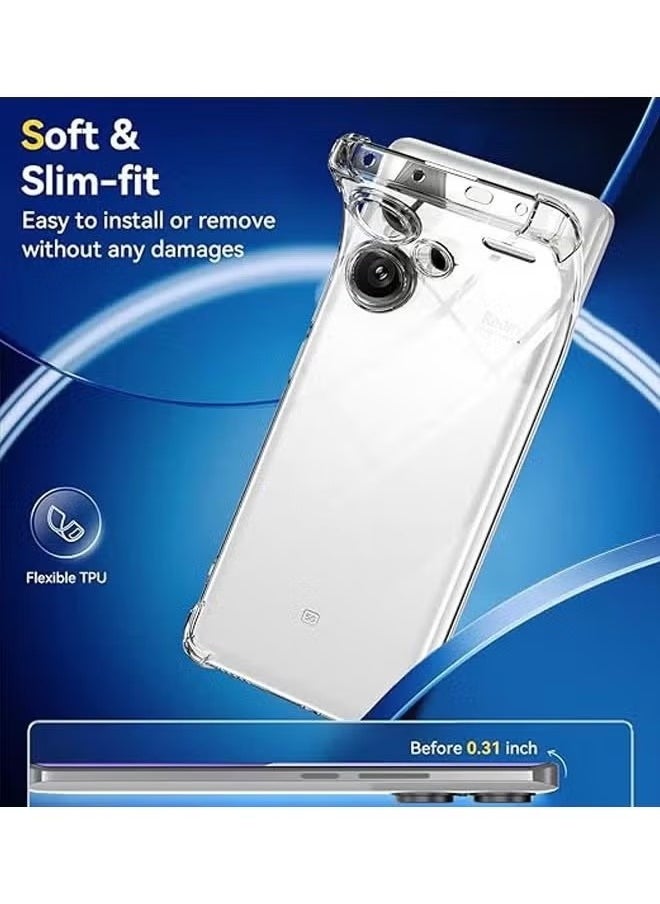 Redmi Note 13 Pro Plus 5G Case Cover with Clear Soft TPU Four Corners Airbags Duty Shockproof Anti-Scratch Protective Back Cover for Redmi Note 13 Pro+ 5G  - Image 2