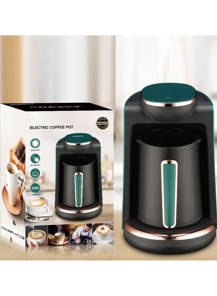 Dream Zone آلة صنع القهوة التركية الأوتوماتيكية المحمولة | سعة 4 أكواب (240 مل) | ماكينة قهوة كهربائية سهلة للمكتب والمنزل والمقهى (أخضر، مفرد) - Image 2