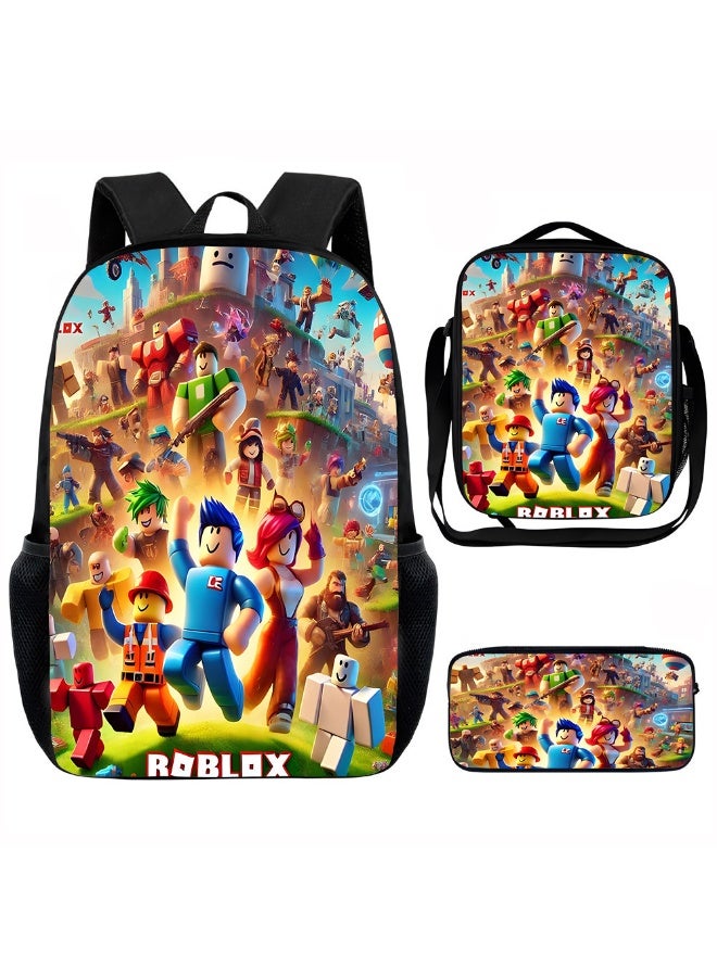 روبلوكس جديد روبلوكس على ظهره الغداء حقيبة مقلمة ثلاثة قطعة دعوى الرجال والنساء الترفيه الرياضة السفر على ظهره طالب المدرسة على ظهره - Image 1