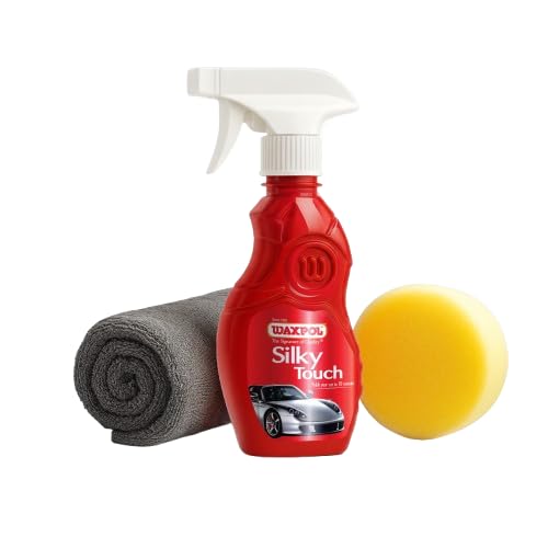 Waxpol Silky Touch Spray Polish kit for Car & Bike with Applicator Sponge & Microfiber Cloth Instant Shine, Hydrophobic Coating, UV Protection, High Gloss Finish,Quick 10-Min Application 300 ml - Image 1