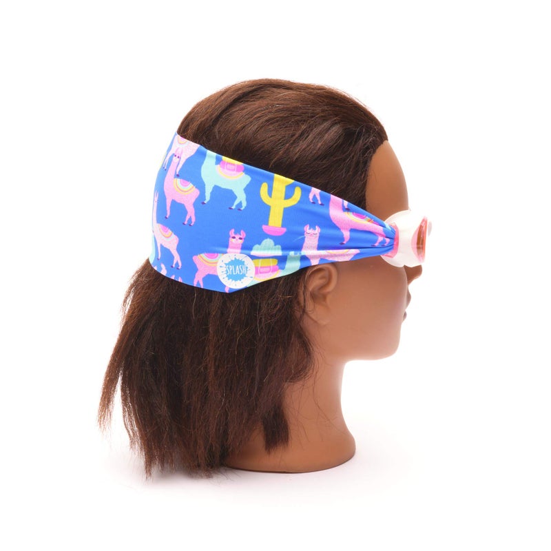 Splash Place KIDS SWIM GOGGLES with Fabric Strap - LLAMA FIESTA | Fun, Fashionable, Comfortable - Tangle-Free, Swimming Goggles for Kids, Comfy Fabric Strap Goggles - Image 2