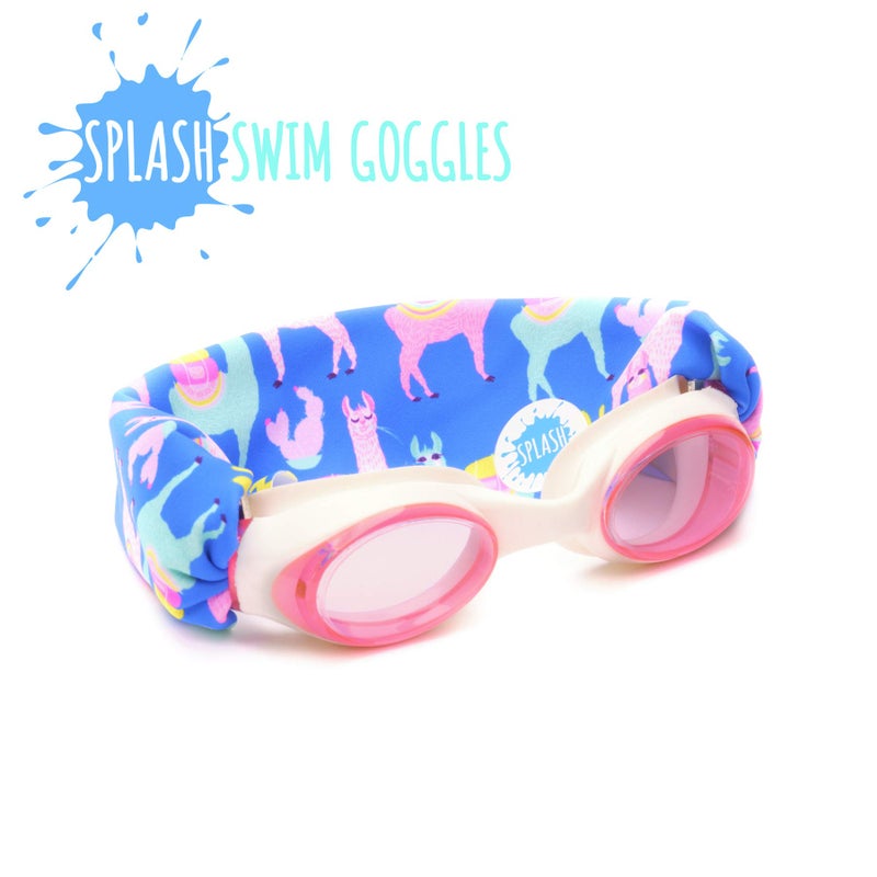 Splash Place KIDS SWIM GOGGLES with Fabric Strap - LLAMA FIESTA | Fun, Fashionable, Comfortable - Tangle-Free, Swimming Goggles for Kids, Comfy Fabric Strap Goggles - Image 3