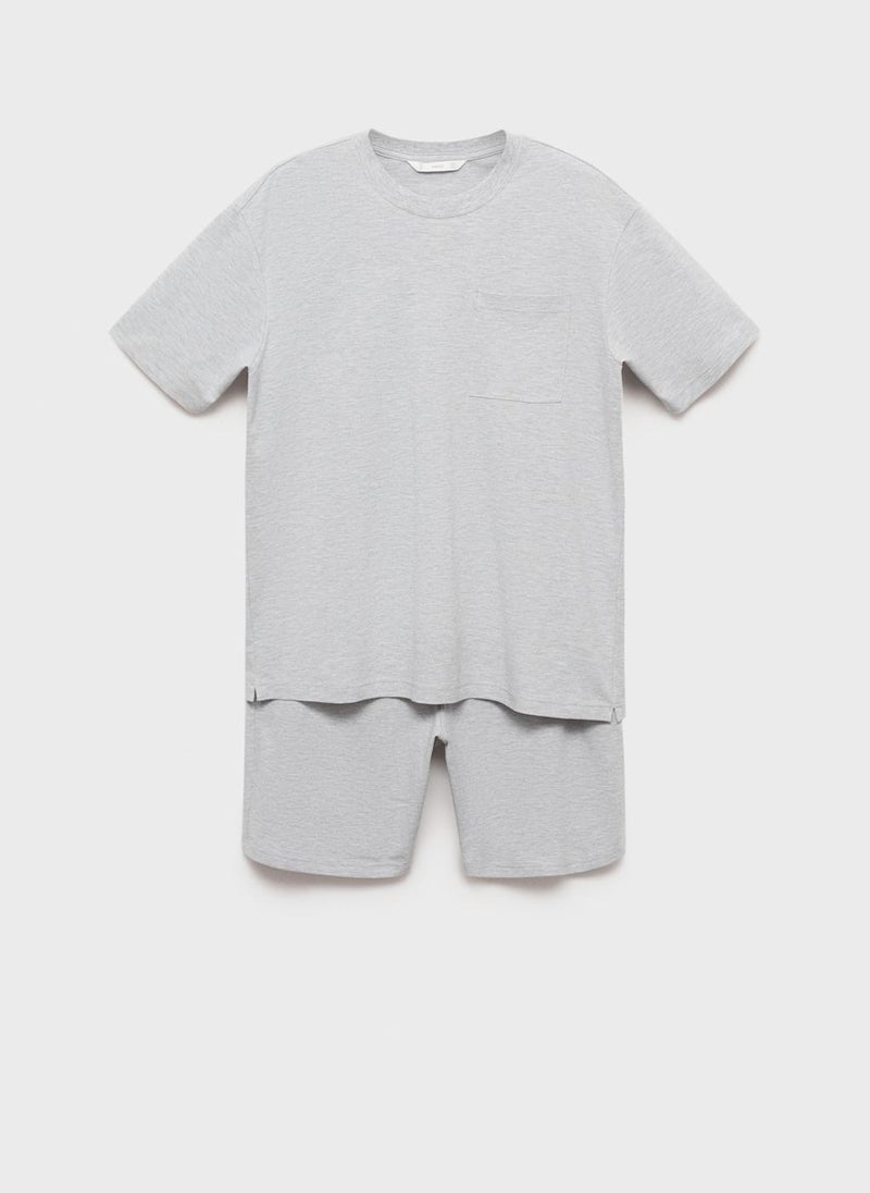Mango Man Essential Crew Neck T-Shirt And Shorts Sets  - Image 5