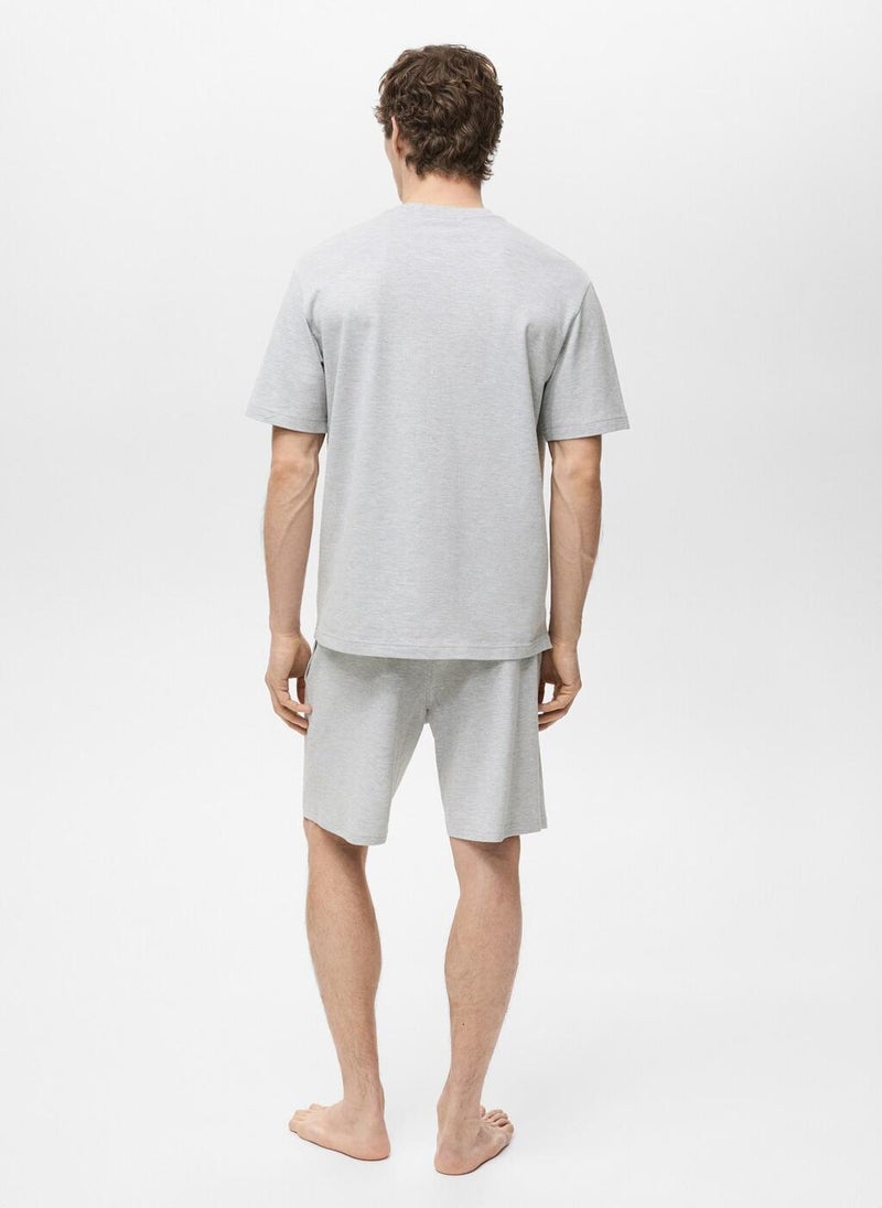 Mango Man Essential Crew Neck T-Shirt And Shorts Sets  - Image 2
