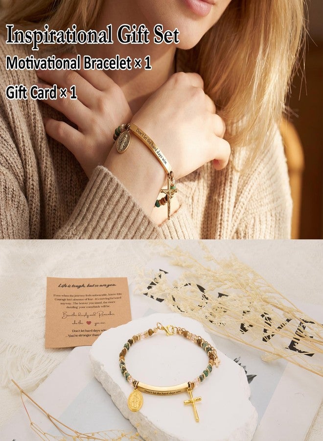 Ohmique Dont Let The Hard Days Win Bracelet - Cross Charm Inspirational Gift for Women, Dont Let The Hard Days Win Adjustable Beaded Bracelet Daily Encouragement Jewelry, Motivational Engraved Words - Image 2