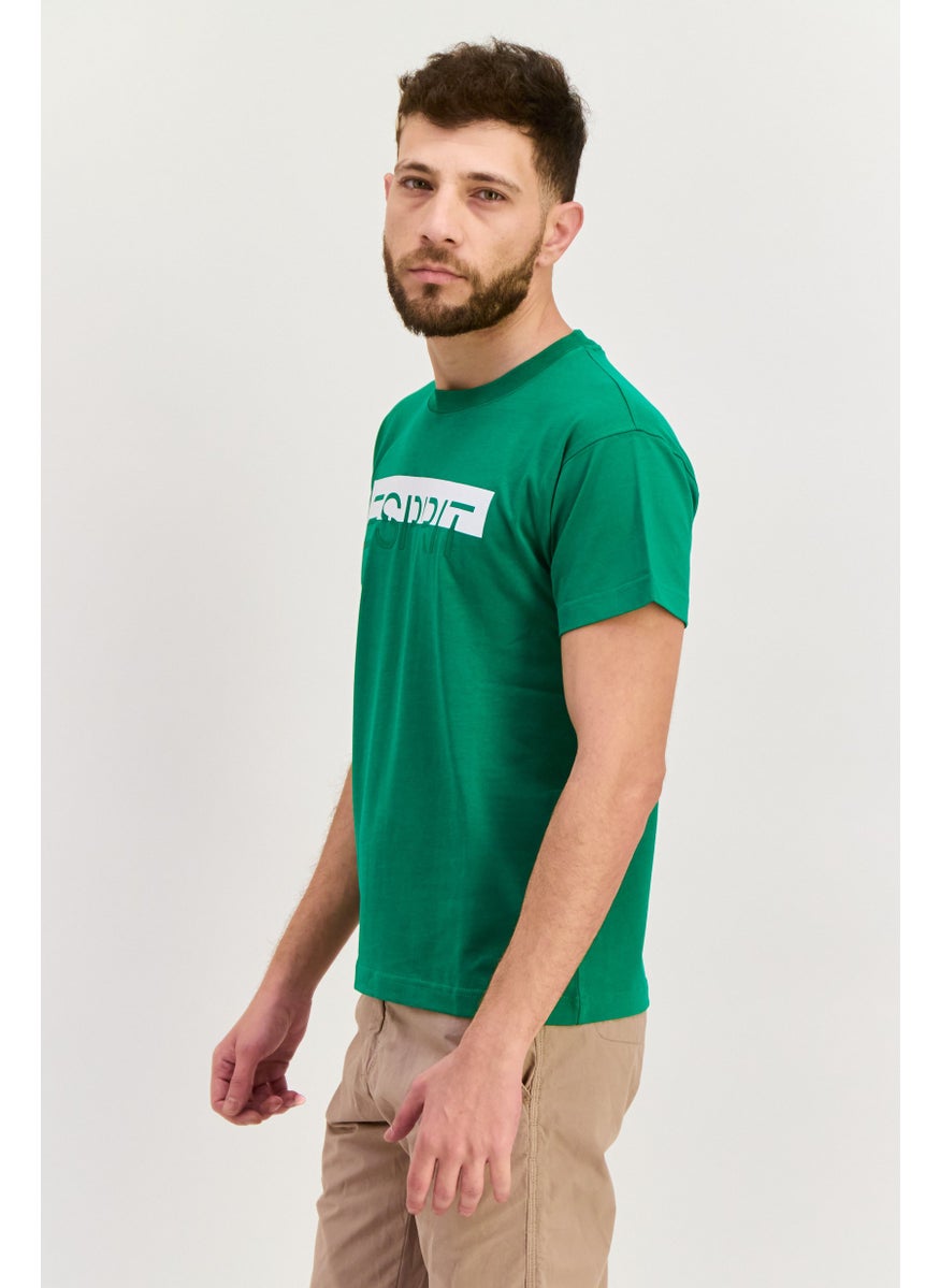 ESPRIT Men Crew Neck Short Sleeve Graphic T Shirt, Green  - Image 2