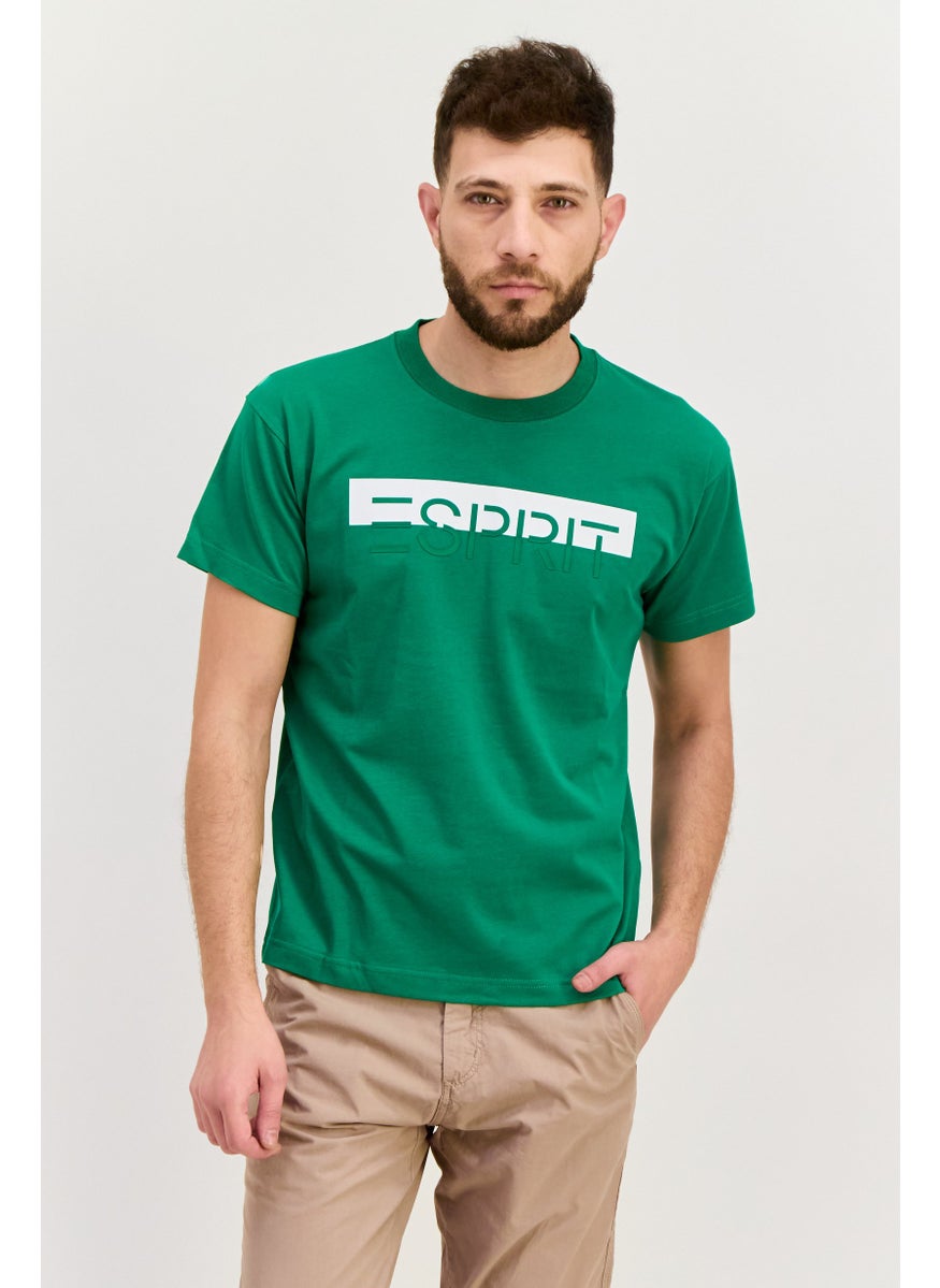 ESPRIT Men Crew Neck Short Sleeve Graphic T Shirt, Green  - Image 1