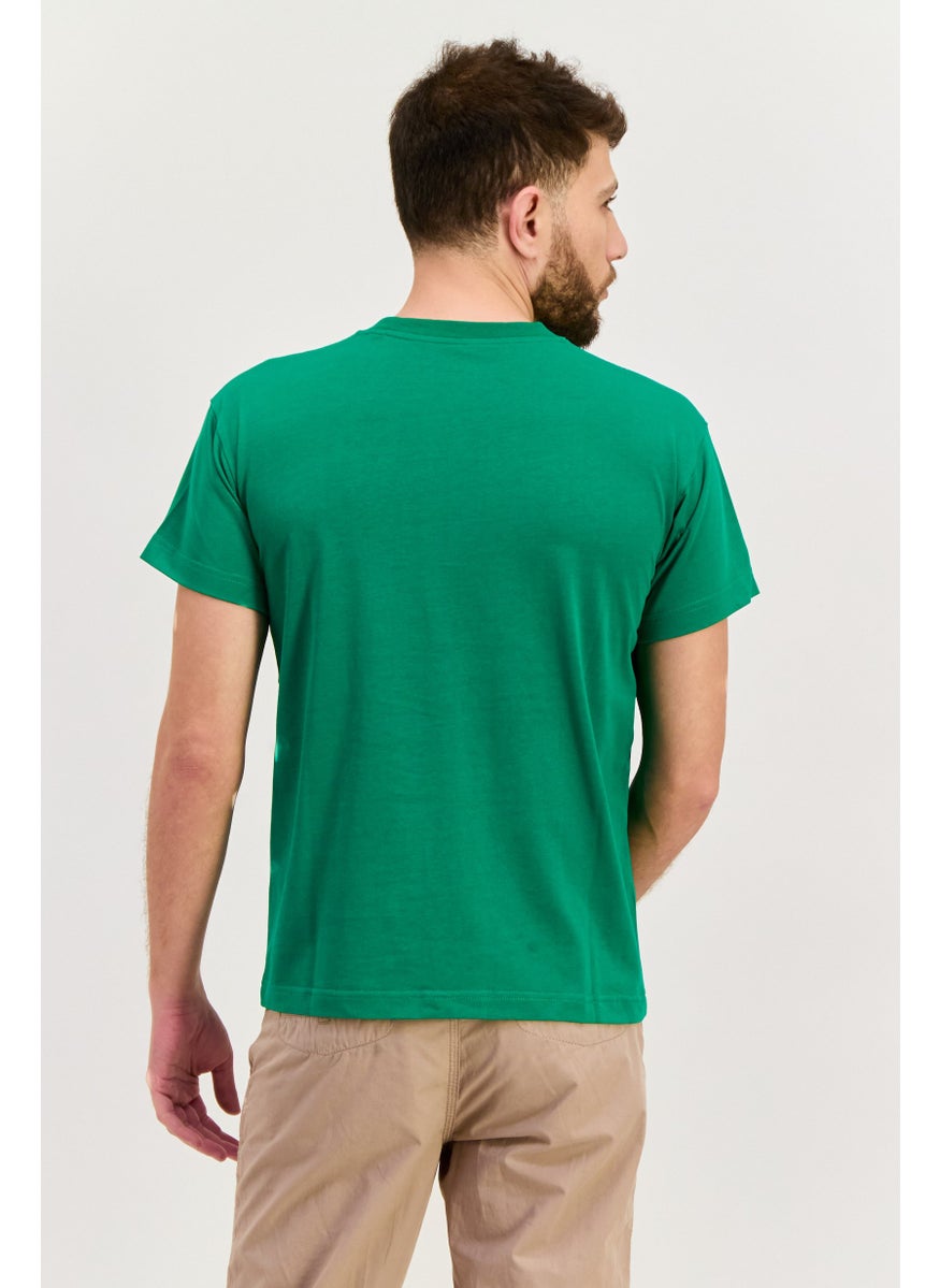 ESPRIT Men Crew Neck Short Sleeve Graphic T Shirt, Green  - Image 3