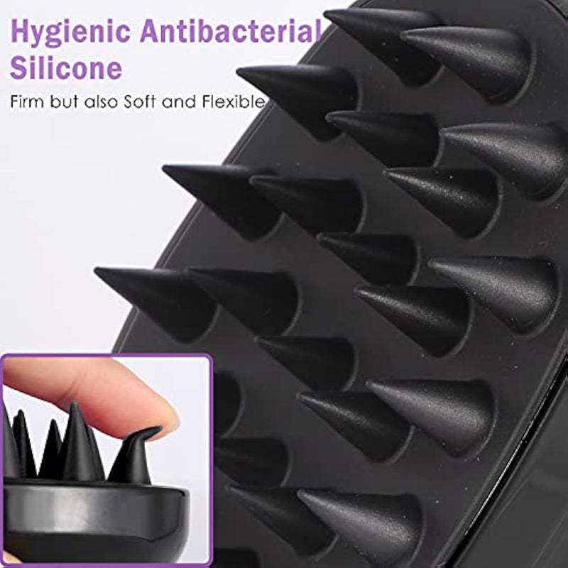 Sosoon Shampoo Brush Hair Scalp Scrubber Head Massager for Stress Relax Hair Growth, Shower Hair Brush for Women Men Kids, Black - Image 4