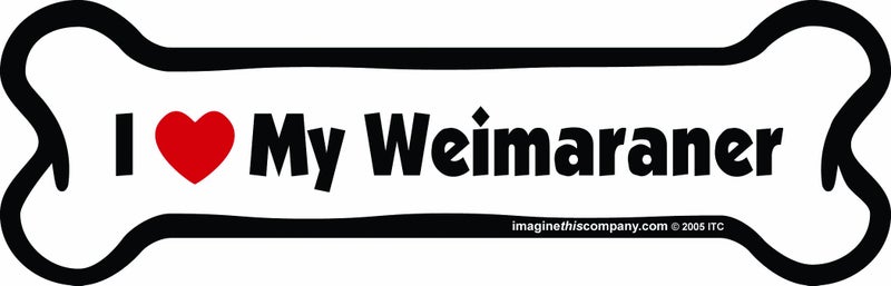 Imagine This Company I Love My Breed Bone Shaped Pet Magnet; Removable Magnets for Cars, Fridges, Lockers & More, Stylish Pet Inspired Car Accessories, 2 x 7 inches, 1 Item, White/Black, Weimaraner