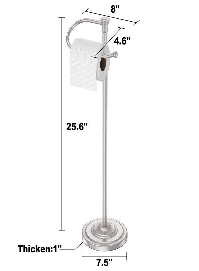 UNCONSIL Toilet Paper Holder Free Standing, 25” H Stainless Steel Nickel Toilet Paper Stand, Weighted Base Floor Tissue Roll Holder for Bathroom,Toilet Roll Stand - Image 4
