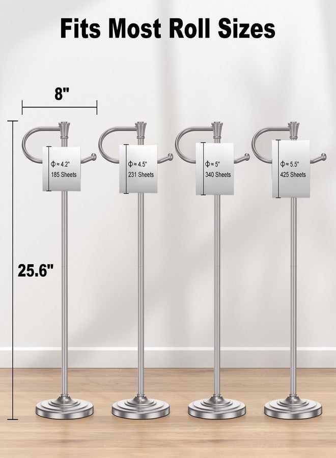 UNCONSIL Toilet Paper Holder Free Standing, 25” H Stainless Steel Nickel Toilet Paper Stand, Weighted Base Floor Tissue Roll Holder for Bathroom,Toilet Roll Stand - Image 5