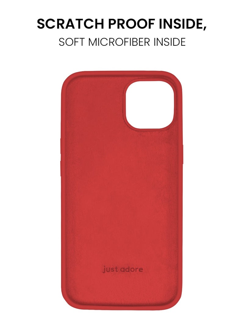 just adore Apple IPhone 14 Case, Silicone Case, Matt Finish, Finger Print resistant cover for IPhone 14 - Red - Image 4