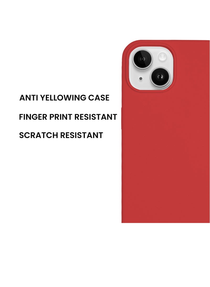 just adore Apple IPhone 14 Case, Silicone Case, Matt Finish, Finger Print resistant cover for IPhone 14 - Red - Image 3