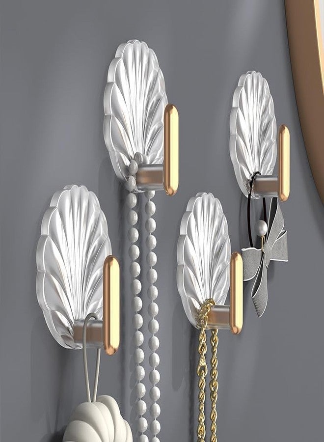 Rexez Premium Shell Wall Hook Stickers | Damage-Free Strong Adhesive Hooks for Bathroom, Kitchen & Home Storage | Decorative Clothing Rack Hooks (Pack of 4) - Image 4