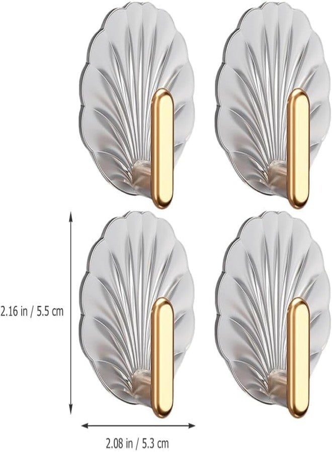 Rexez Premium Shell Wall Hook Stickers | Damage-Free Strong Adhesive Hooks for Bathroom, Kitchen & Home Storage | Decorative Clothing Rack Hooks (Pack of 4) - Image 3