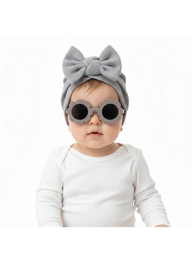 Bambimici Baby Turban Hat & Flower Sunglasses Set
