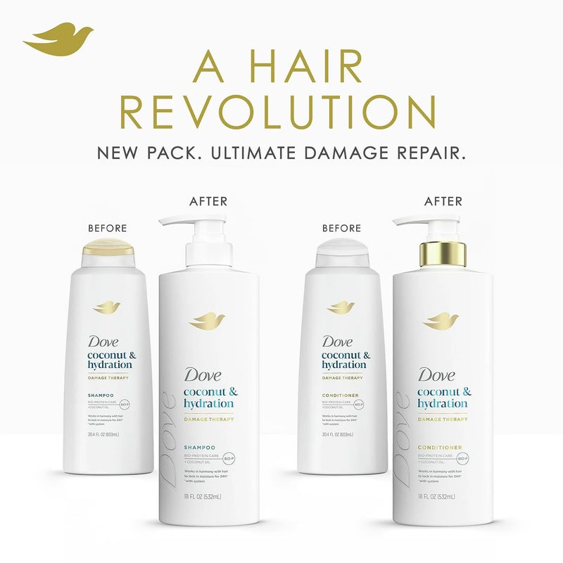 Dove Shampoo & Conditioner Set, Coconut & Hydration Flexible Hold Hairspray, Compressed Micro Mist â€“ Deep Hydration for Revitalizing Dry, Damaged Hair & Styling (3 Piece Set) - Image 3