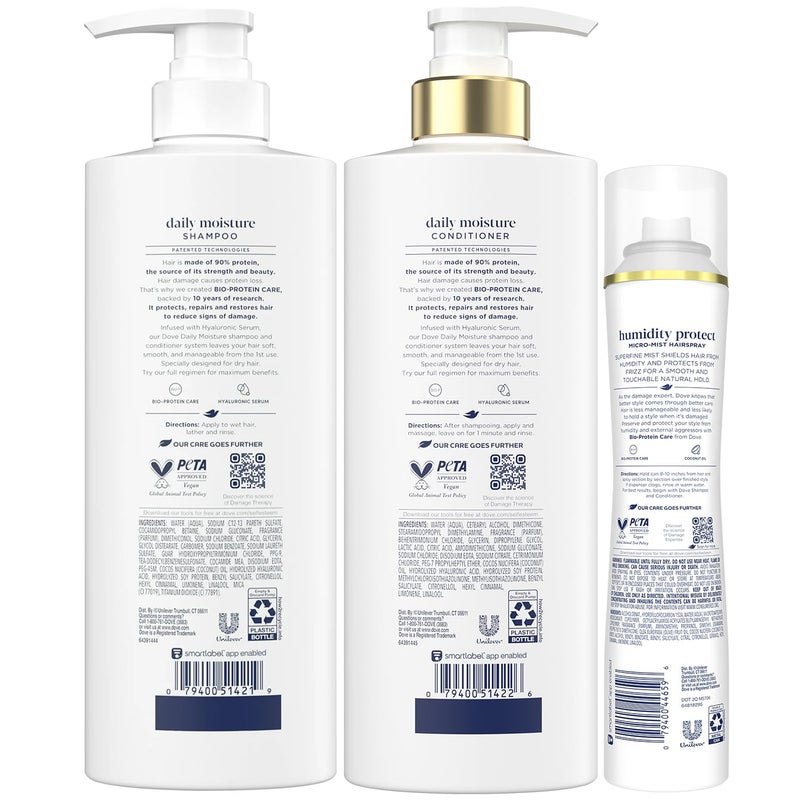 Dove Shampoo & Conditioner Set, Coconut & Hydration Flexible Hold Hairspray, Compressed Micro Mist â€“ Deep Hydration for Revitalizing Dry, Damaged Hair & Styling (3 Piece Set) - Image 2