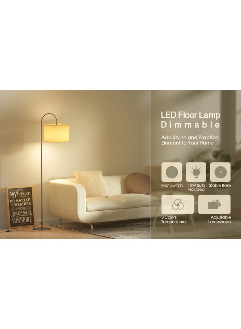 مصباح أرضي عصري احترافي مع جهاز تحكم عن بعد - مصباح قراءة LED قابل للتعتيم بثلاثة ألوان مع رأس مصباح قابل للتعديل ومفتاح قدم لغرفة المعيشة/غرفة النوم - Image 2