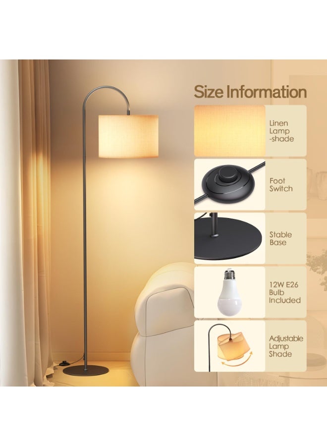 مصباح أرضي عصري احترافي مع جهاز تحكم عن بعد - مصباح قراءة LED قابل للتعتيم بثلاثة ألوان مع رأس مصباح قابل للتعديل ومفتاح قدم لغرفة المعيشة/غرفة النوم - Image 4