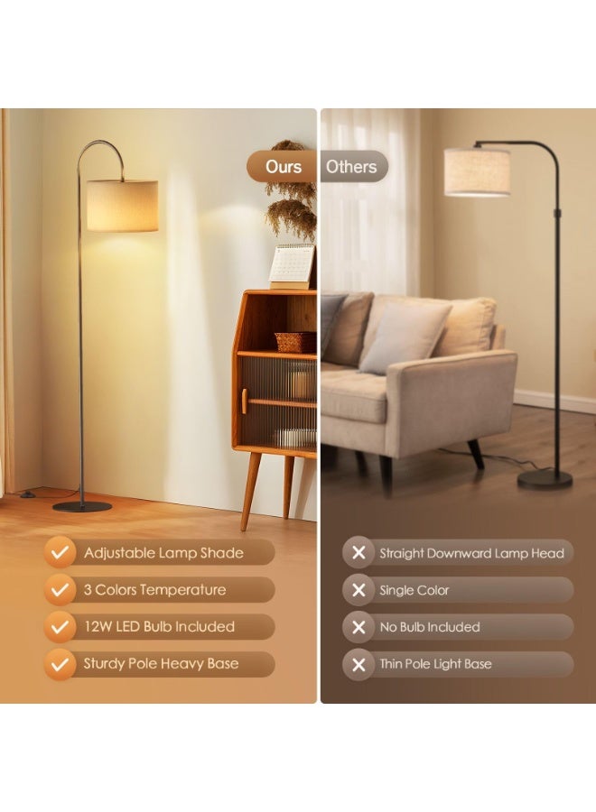 مصباح أرضي عصري احترافي مع جهاز تحكم عن بعد - مصباح قراءة LED قابل للتعتيم بثلاثة ألوان مع رأس مصباح قابل للتعديل ومفتاح قدم لغرفة المعيشة/غرفة النوم - Image 5