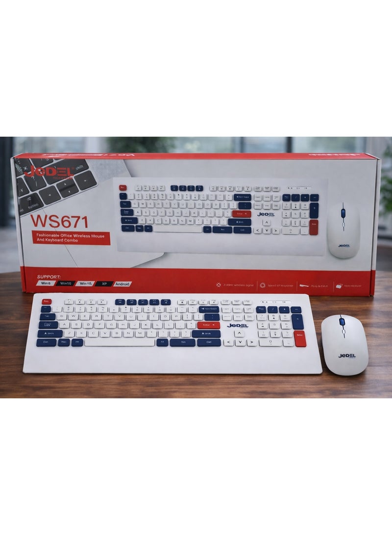 جي ديل مجموعة لوحة المفاتيح والماوس اللاسلكية JEDEL WS671 - Image 2