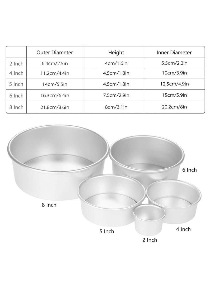 Aluminum Alloy Round Cake Mould Chiffon Cake Baking Pan Pudding Cheesecake Mold Set With Removable Bottom 5pcs/set - Image 3