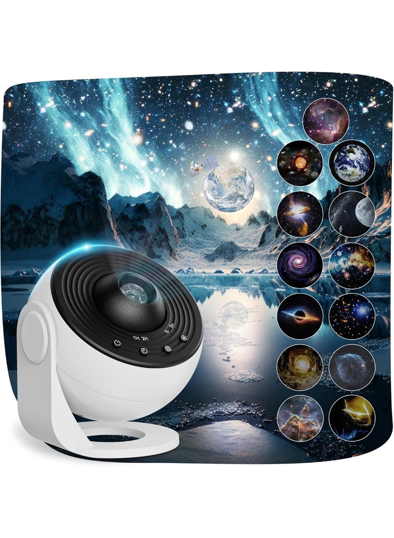 بروجكتور نجوم ومجرة 13 في 1 مع أقراص عرض HD – جهاز عرض السماء والفضاء، بروجكتور الشفق القطبي، مصباح ليلي دوار 360°، جهاز عرض الكواكب لغرفة النوم وغرف الأطفال، ديكور منزلي وهدايا مميزة - Image 1