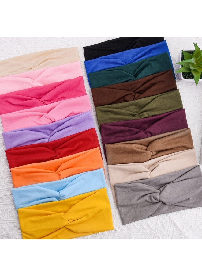FEQO 18 Pieces Twist Headbands for Women Stretchy Headbands Twisted Turban Headband Non Slip Fabric Elastic Hair Bands Workout Sport Yoga Headbands Colorful Hair Wrap Headbands - Image 4