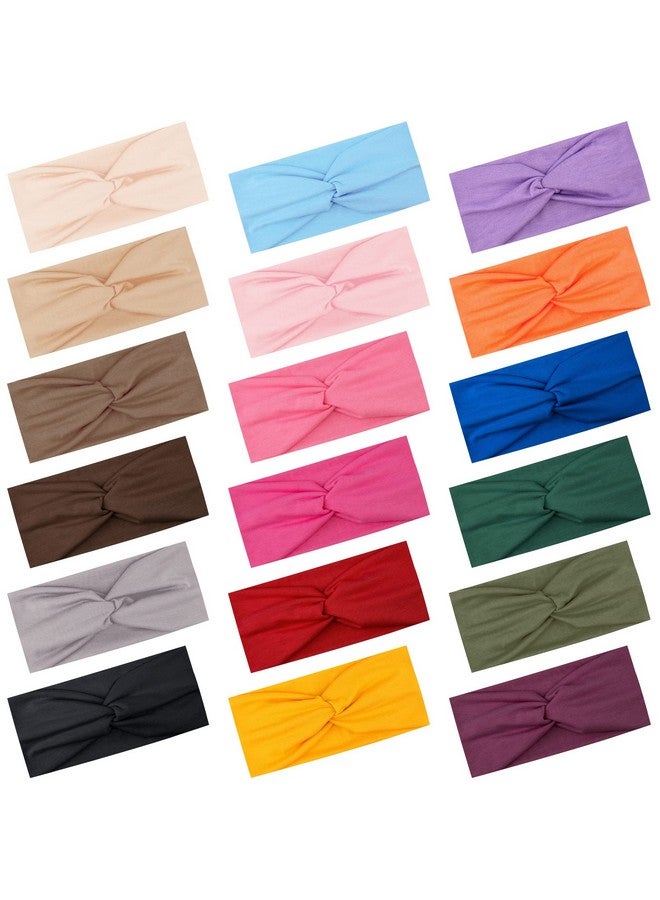 FEQO 18 Pieces Twist Headbands for Women Stretchy Headbands Twisted Turban Headband Non Slip Fabric Elastic Hair Bands Workout Sport Yoga Headbands Colorful Hair Wrap Headbands - Image 1
