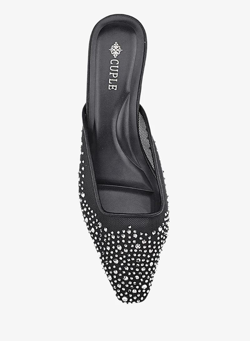 Cuple Black Women Pointed Toe Mule Heels for Women | Best Price UAE