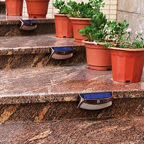 XTF2015 Solar Step Lights Outdoor, Motion Sensor Lights, Copper Outdoor Step Lights, Waterproof LED Solar Light for Stair, Patio, Yard, Fence, Walkways, Outside Wall (2 Pack, Warm White) - Image 3