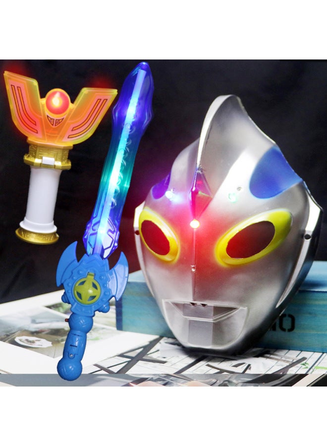 Luminous Sword Suit Mask Children Boy Luminous Sword Jade Toy Cyro Degas Toy Sword Batch-Color:Father Of Ultra + Blue Sword - Image 5