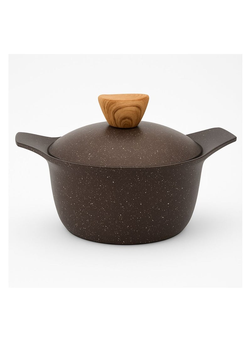 Ideal Home Ideal Home Granite Pot – 28 cm – Brown – Non-Stick Coating – Same Material Handle – Oven & Dishwasher Safe