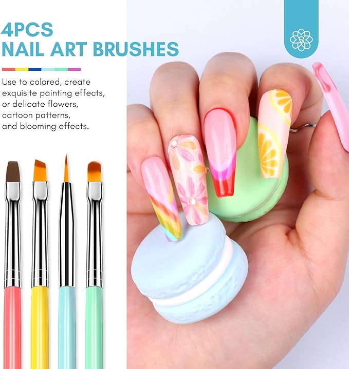 Saviland Nail Art Brushes Set 6Pcs DoubleEnd Nail Brushes Kit Professional Nail Art Tools Kit with Painting Dotting Line Pen for Gel Polish Nail Designs Nail Carving French Nails - Image 3