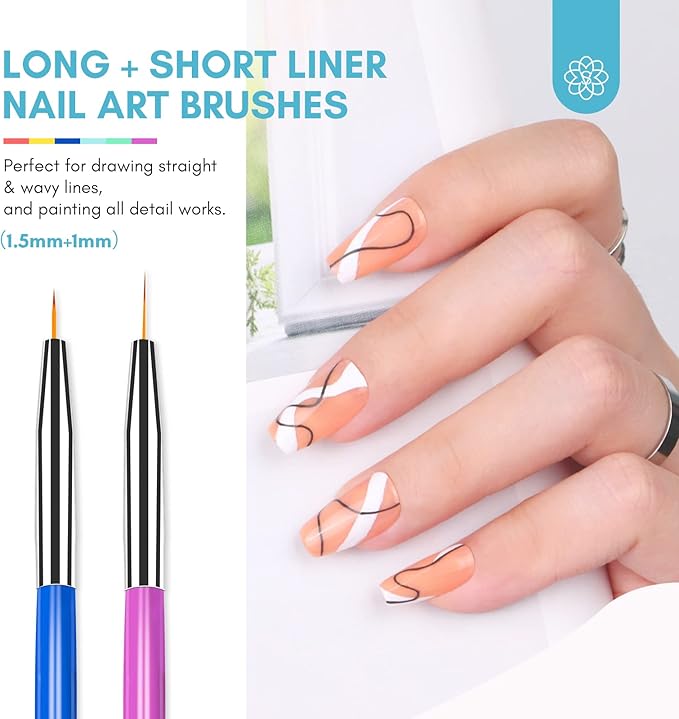 Saviland Nail Art Brushes Set 6Pcs DoubleEnd Nail Brushes Kit Professional Nail Art Tools Kit with Painting Dotting Line Pen for Gel Polish Nail Designs Nail Carving French Nails - Image 4