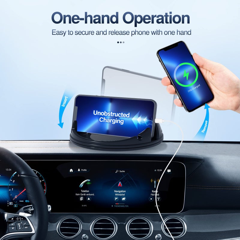 Loncaster Car Phone Holder Mount, [Horizontal 360Â° Rotatable] Silicone Phone Mount for Car Dashboard, Hands Free Cell Phone Holder Car Compatible with iPhone 16 15 14 13 12 Pro Max Samsung Phones - Image 5