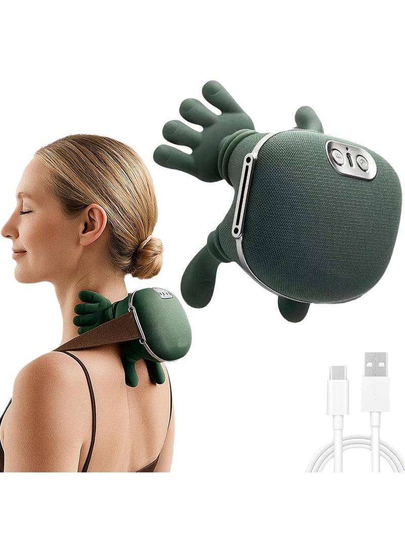 كيمايا جهاز تدليك حراري حيوي، جهاز تدليك شياتسو محمول للرقبة والظهر، تدليك كهربائي عميق للأنسجة رباعي الأبعاد للكتف، تصميم يحاكي يد الإنسان لتخفيف الألم وإرخاء العضلات (أخضر غامق) - Image 1
