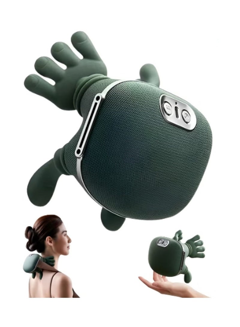 كيمايا جهاز تدليك حراري حيوي، جهاز تدليك شياتسو محمول للرقبة والظهر، تدليك كهربائي عميق للأنسجة رباعي الأبعاد للكتف، تصميم يحاكي يد الإنسان لتخفيف الألم وإرخاء العضلات (أخضر غامق) - Image 2