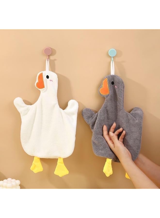 The Bros Fuzzy Towels in Gray - Quick-Drying, Decorative Goose Towels for Your Bathroom - Image 1