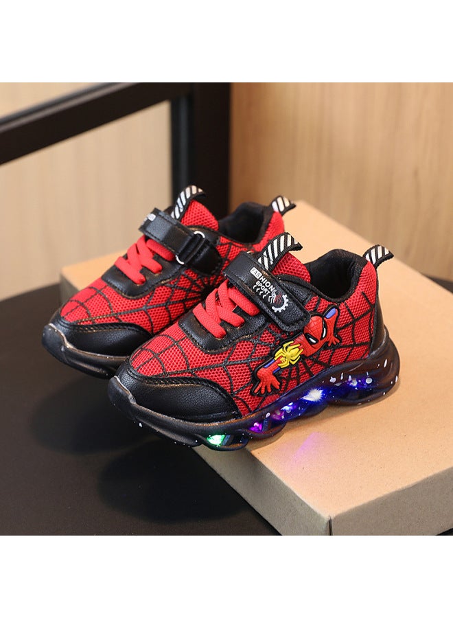 New Boys Spider-man Sports Light Shoes Fashion Mesh Medium And Large Children Cartoon Light Shoes Trendy