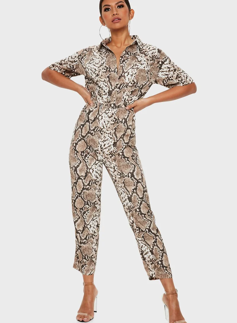 Missguided Snake Print Jumpsuit
