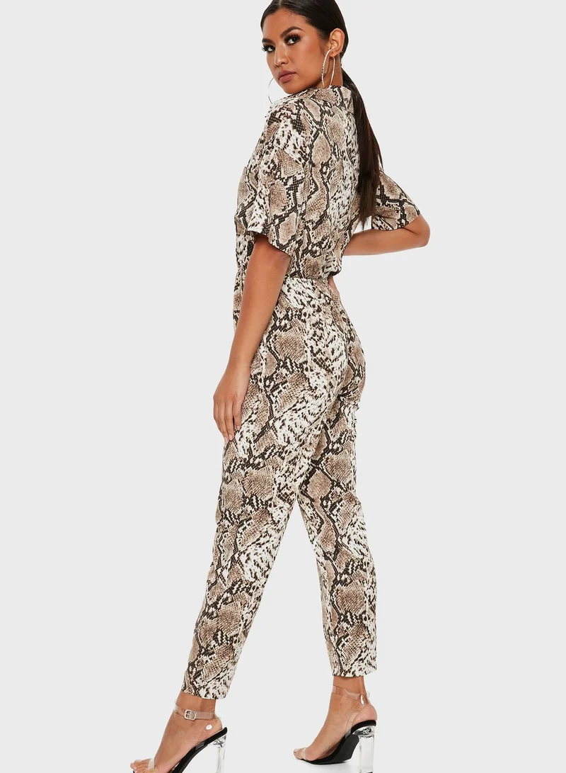 Missguided Snake Print Jumpsuit