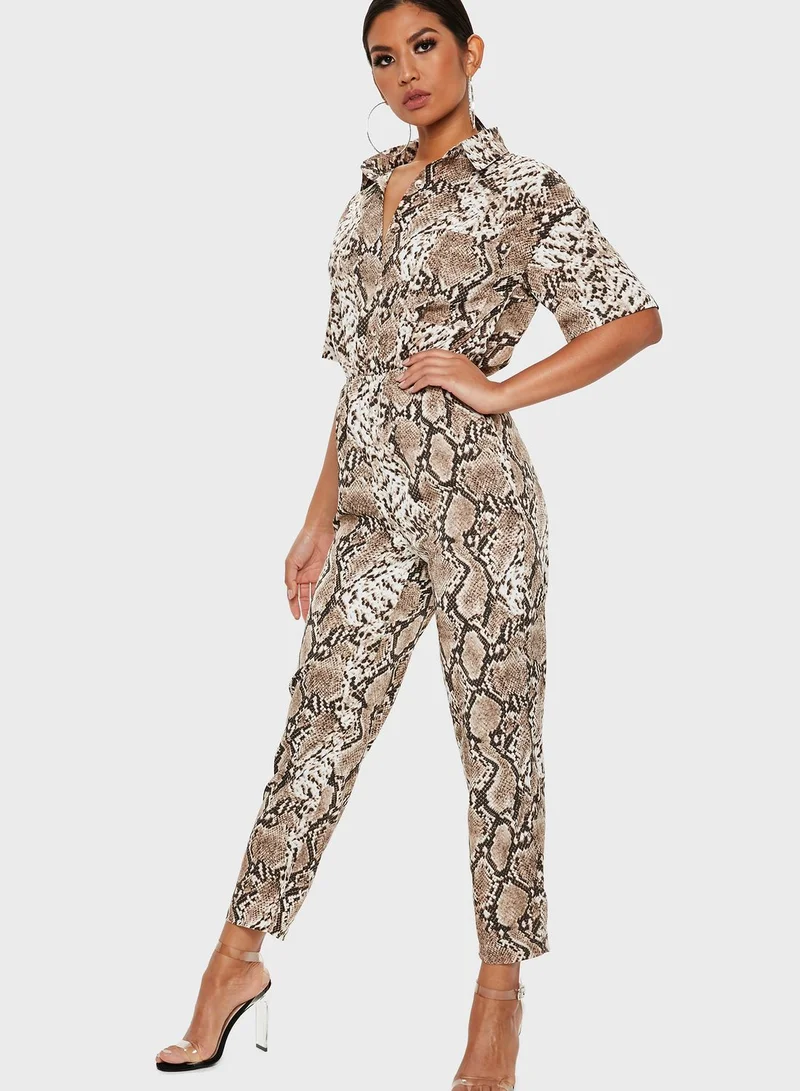 Missguided Snake Print Jumpsuit