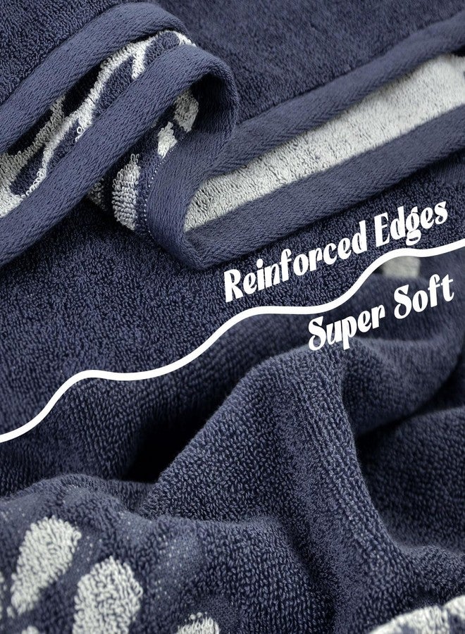 Jacquotha Cute Bath Towels Set of 2 (Denim Blue) - Large 55” x 28”, Decorative Hydrangea Floral Jacquard, Bathroom & Guest Room Decor, Cotton - Image 5