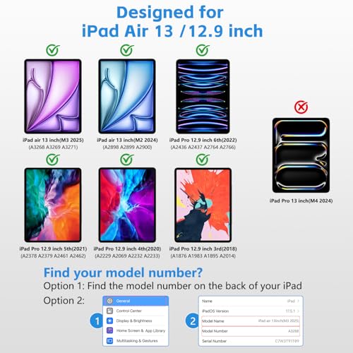 FUWANG Touch Keyboard Case for iPad Air 13 inch (M3 2025/M2 2024)and iPad Pro 12.9 6th 5th 4th 3rd Gen, 360° Swivel 7 Colors Backlit for iPad Air 13 inch Case Keyboard with Multi-Touch Trackpad, Black - Image 2