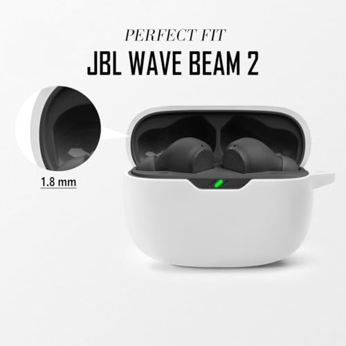 LIRAMARK غطاء سيليكون LIRAMARK مع مشبك متوافق مع JBL Wave Beam 2 (2024) (أبيض) - Image 2