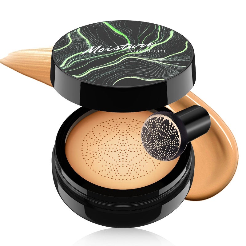 OETUIOW Mushroom Head Air Cushion CC Cream Strong Concealer, Moisturizing BB Cream Makeup Base Primer Even Skin Tone for All Skin Types, Face Makeup Cushion Foundation Long Lasting (Medium) - Image 1