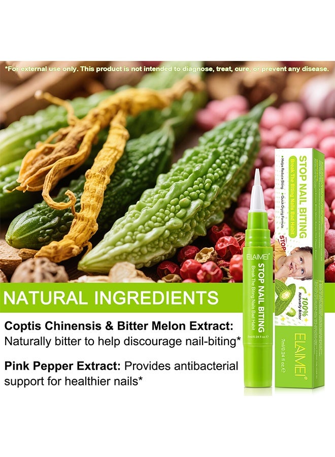 Elaimei Stop Nail Biting, Nail Biting Treatment for Kids, Thumb Sucking Deterrent, Nail Biting Prevention for Kids, Safe and Natural Plant Bitter Formula, Nail Care Stop Biting Nails - Image 2